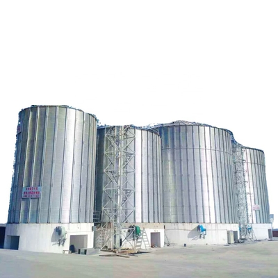Hot Galvanized Steel Silos for Grains 300 500 1000 tons Capacity Flat Bottom Grain Elevator for Sale